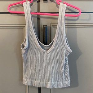 Out From Under Urban Outfitters Drew Seamless Ribbed Bra Top Light Grey Small